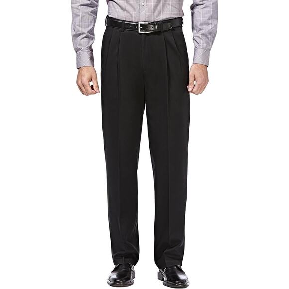 NWT New Haggar Mens 34X29 Classic Fit Premium No Iron Khaki Pleated Front Pants - Picture 1 of 6